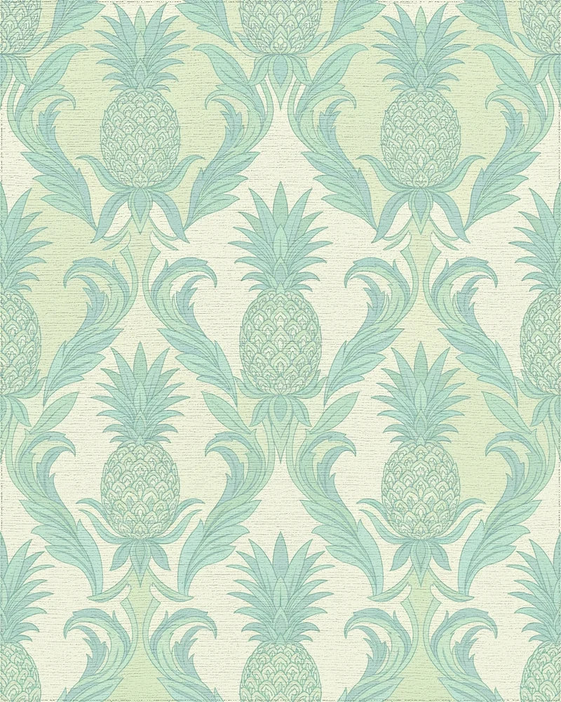 Pastel Teal Pineapple Damask Rug - Cutout View