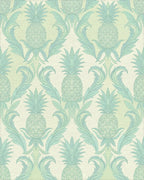 Pastel Teal Pineapple Damask Rug - Cutout View