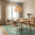Pastel Teal Pineapple Damask Rug Dining Room View
