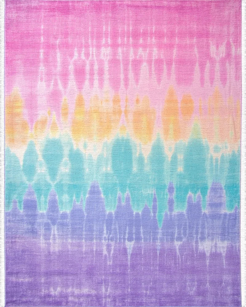 Pastel Tie Dye Abstract Stripe Rug - Cutout View