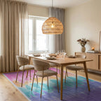 Pastel Tie Dye Abstract Stripe Rug - Dining Room View