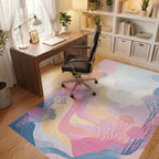 Pastel Valley Mountain Landscape Rug Office View