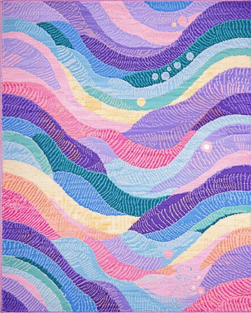 Pastel Wavy Stripe Landscape Rug - Cutout View