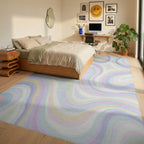 Pastel Wavy Swirl Rug Bedroom View