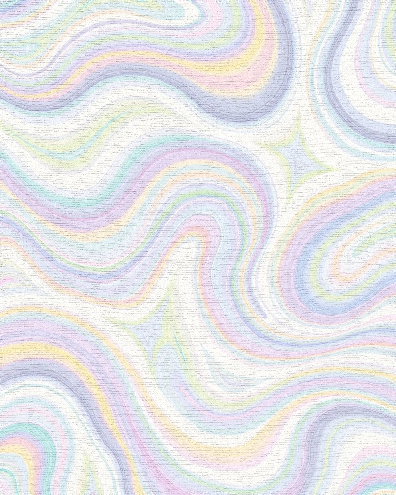 Pastel Wavy Swirl Rug - Cutout View
