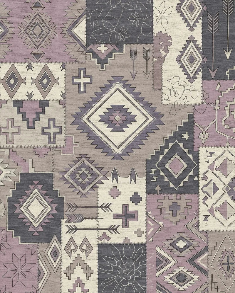Patchwork Boho Diamond Arrows Crosses Rug - Cutout View