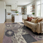 Patchwork Boho Diamond Arrows Crosses Rug Living Room View