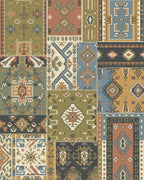 Patchwork Earth Tones Geometric Medallion Rug - Cutout View