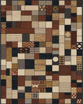 Patchwork Earth Tones Geometric Squares Rug - Cutout View