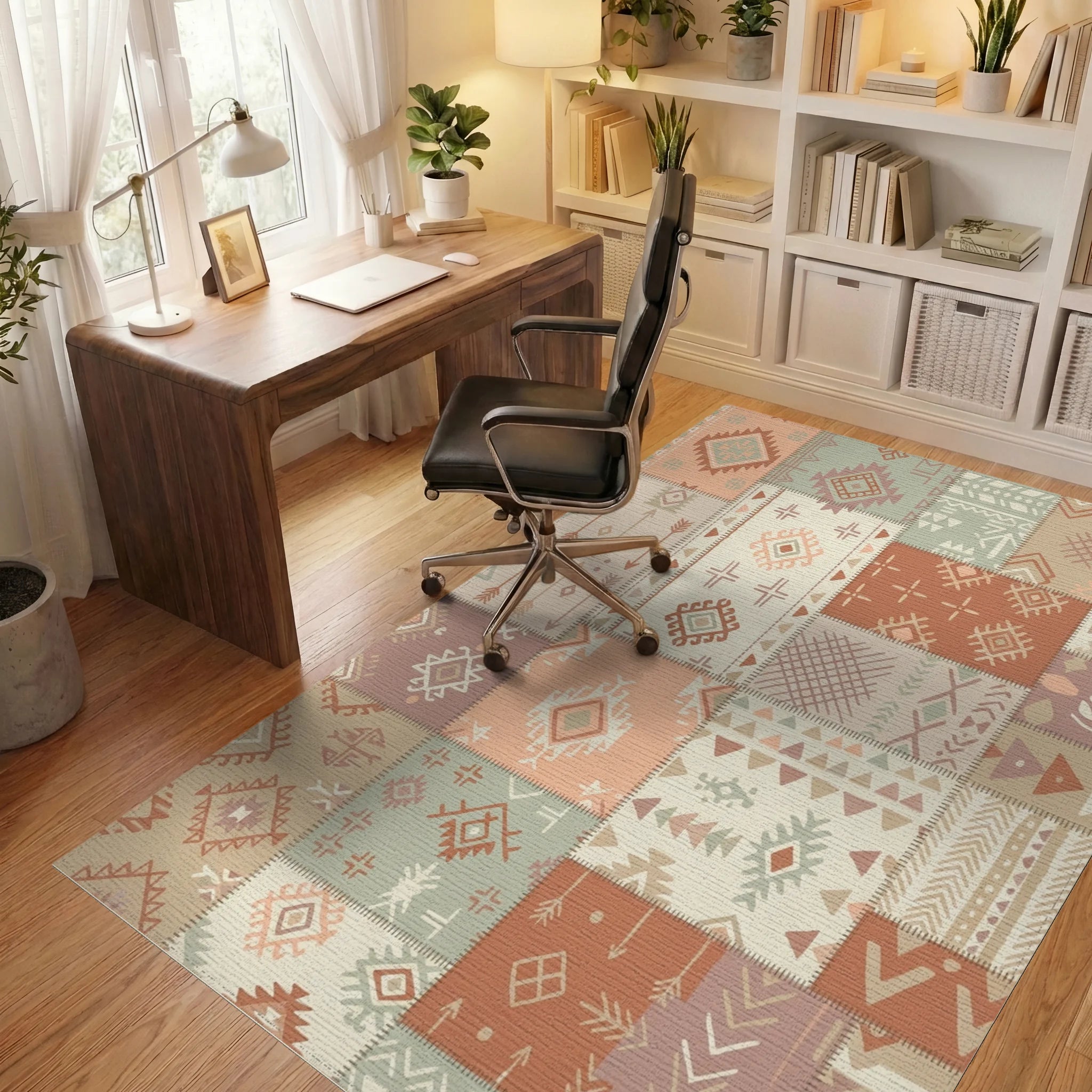 Patchwork Earthy Tone Tribal Medallion Rugs Rug Office View