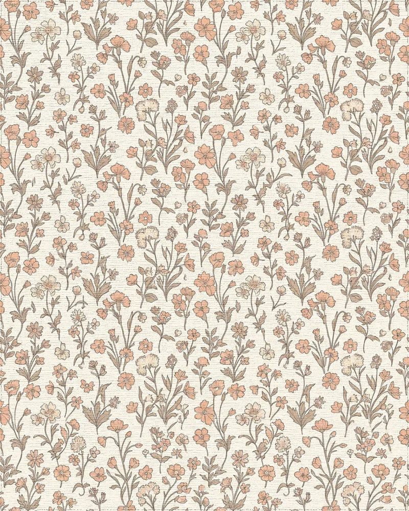 Peach Blossom Meadow Floral Rug - Cutout View
