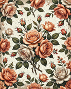 Peach Blush Pink Rose Bouquet Rug - Cutout View
