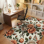 Peach Blush Pink Rose Bouquet Rug Office View