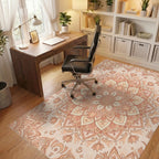 Peach Mandala Celestial Lunar Blossom Rug Office View