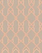 Peachy Pink Interlocking Geometric Lattice Rug - Cutout View