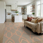 Peachy Pink Interlocking Geometric Lattice Rug Living Room View