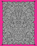 Pink Black Abstract Swirl Mandala Rug - Cutout View