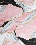 Pink Black Gold Veined Marble Rug - Cutout View