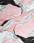 Pink Black Gold Veined Marble Rug - Cutout View