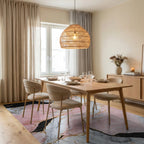 Pink Black Gold Veined Marble Rug - Dining Room View