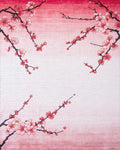 Pink Blossom Branch Gradient Rug - Cutout View