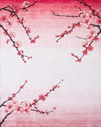 Pink Blossom Branch Gradient Rug - Cutout View