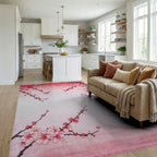 Pink Blossom Branch Gradient Rug - Living Room View