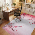 Pink Blossom Branch Gradient Rug - Office View