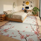 Pink Blossom Branch Pattern Design Rug Bedroom View