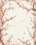 Pink Blossom Branch Pattern Design Rug - Cutout View