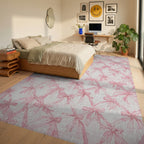 Pink Bow Lattice Watercolor Rug - Bedroom View