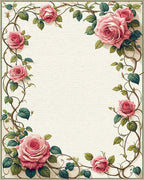 Pink Climbing Roses Vines Rug - Cutout View