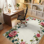 Pink Climbing Roses Vines Rug - Office View