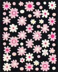 Pink Daisy Floral Arrangement Black Background Rug - Cutout View