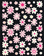 Pink Daisy Floral Arrangement Black Background Rug - Cutout View