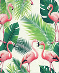 Pink Flamingo Monstera Tropical Rug - Cutout View