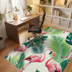Pink Flamingo Monstera Tropical Rug - Office View