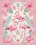 Pink Flamingo Tropical Floral Border Rug - Cutout View