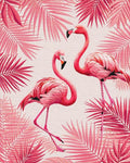 Pink Flamingo Tropical Leaf Arrangement Rug - Cutout View
