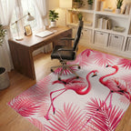 Pink Flamingo Tropical Leaf Arrangement Rug - Office View