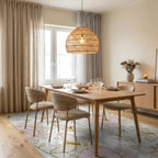 Pink Floral And Butterfly Outline Rug - Dining Room View