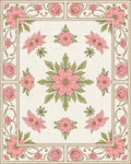 Pink Floral Garden Inspired Rug - Cutout View