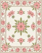 Pink Floral Garden Inspired Rug - Cutout View