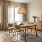 Pink Floral Garden Inspired Rug Dining Room View