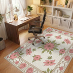 Pink Floral Garden Inspired Rug Office View