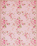 Pink Floral Garden Rose Arrangement Rug - Cutout View