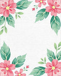 Pink Floral Leaf Corner Accents Rug - Cutout View