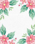 Pink Floral Leaf Corner Accents Rug - Cutout View