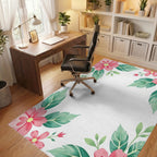 Pink Floral Leaf Corner Accents Rug Office View