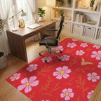 Pink Floral Whimsical Butterfly Design Rug Office View